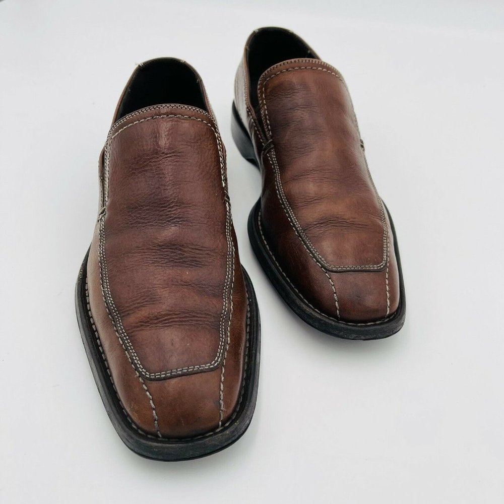 Cole Haan Mens C06402 Brown Leather Apron Toe Slip On Loafers  U.S. Size 11